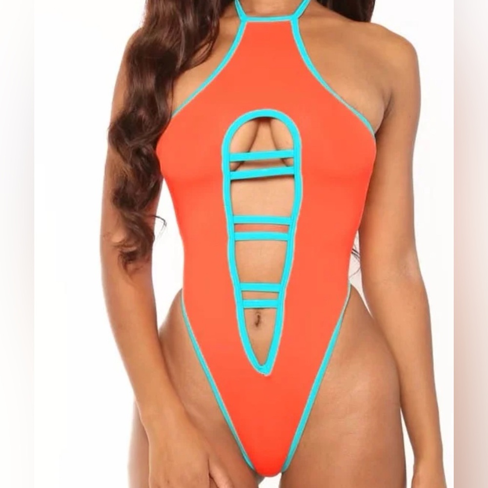 Iconswim orange and blue swimsuit